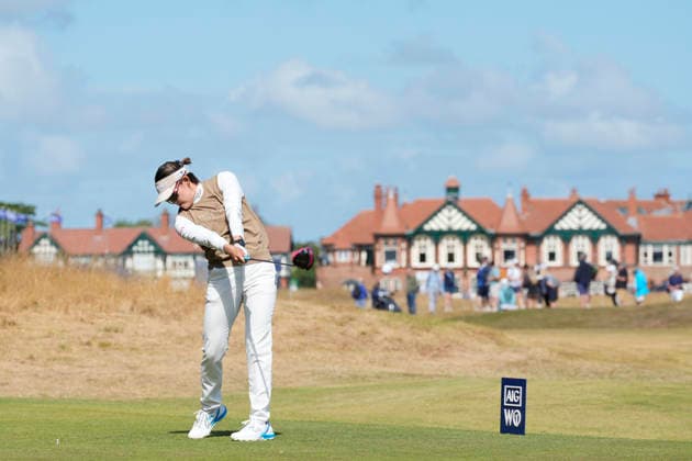 LYTHAM, ENGLAND - AUGUST 1: Chizzy Iwai (JPN) plays from the second tee during Round 3 at the 50th AIG Women™s Open Championship at the Royal Lytham and St Anne™s Golf Club, Lytham on August 1, 2026 in Lancashire, England The 50th AIG Women™s Open Championship