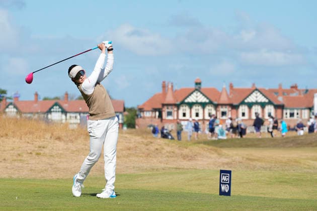 LYTHAM, ENGLAND - AUGUST 1: Chizzy Iwai (JPN) plays from the second tee during Round 3 at the 50th AIG Women™s Open Championship at the Royal Lytham and St Anne™s Golf Club, Lytham on August 1, 2026 in Lancashire, England The 50th AIG Women™s Open Championship