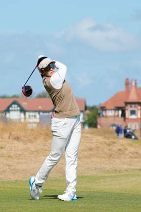 LYTHAM, ENGLAND - AUGUST 1: Chizzy Iwai (JPN) plays from the second tee during Round 3 at the 50th AIG Women™s Open Championship at the Royal Lytham and St Anne™s Golf Club, Lytham on August 1, 2026 in Lancashire, England The 50th AIG Women™s Open Championship