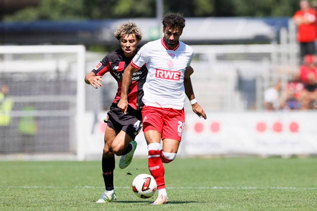 Fußball Testspiel Bayer 04 Leverkusen - Rot-Weiss Essen am 01.08.2026 im Ulrich-Haberland-Stadion in Ulrich-Haberland-Stadion Ekin Celebi ( Rot-Weiss Essen ) *** Soccer Friendly Match: Bayer 04 Leverkusen vs. Rot Weiss Essen on August 1, 2026, at Ulrich Haberland Stadium in Ulrich Haberland Stadium; Ekin Celebi, Rot Weiss Essen