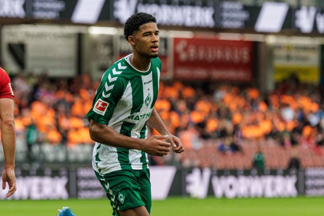01.08.2026, GER, Testspiel, Saison 2026 2027), FC Energie Cottbus - SV Werder Bremen. Salim Musah (SV Werder Bremen 29) mit dem 1:1 Cottbus Stadion der Freundschaft Brandenburg Deutschland *** August 1, 2026, GER, Friendly Match, 2026–2027 Season, FC Energie Cottbus vs. SV Werder Bremen, Salim Musah (SV Werder Bremen, No. 29), 1–1, Cottbus Stadion der Freundschaft, Brandenburg, Germany Copyright: xnordphotoxGmbHx xTrienitzx