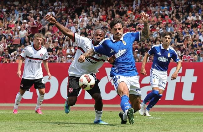 01.08.2026 - Fussball - Saison 2026 2027 - Testspiel Freundschaftsspiel Vorbereitungsspiel: 1. FC Nürnberg Nuernberg FCN ( Club ) - Real Oviedo - Sportfoto Zink DaMa - xdaxmax - Mohamed Ali Zoma (23, 1. FC Nürnberg FCN ) David Cordal Costas (4, Real Oviedo ) *** August 1, 2026 Soccer Season 2026–2027 Exhibition Match Friendly Match Preseason Match 1 FC Nürnberg Nuremberg FCN Club Real Oviedo Sports Photo Zink DaMa xdaxmax Mohamed Ali Zoma 23, 1 FC Nuremberg FCN David Cordal Costas 4, Real Oviedo