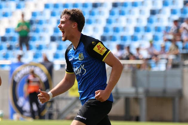 01.08.2026, Fussball, Herren, Testspiel, Saison 2026 2027, 1. FC Saarbrücken - US Thionville Lusitanos, Torjubel zum 2:1, Torschütze: Alexander Straff (1. FC Saarbrücken) Saarbrücken Ludwigsparkstadion Saarland Deutschland (DEU) *** August 1, 2026, Soccer, Men s, Friendly Match, 2026–2027 Season, 1 FC Saarbrücken vs. US Thionville Lusitanos, celebration of the 2–1 goal, goal scorer Alexander Straff, 1 FC Saarbrücken, Saarbrücken, Ludwigsparkstadion, Saarland, Germany, DEU Copyright: xSebastianxBachx
