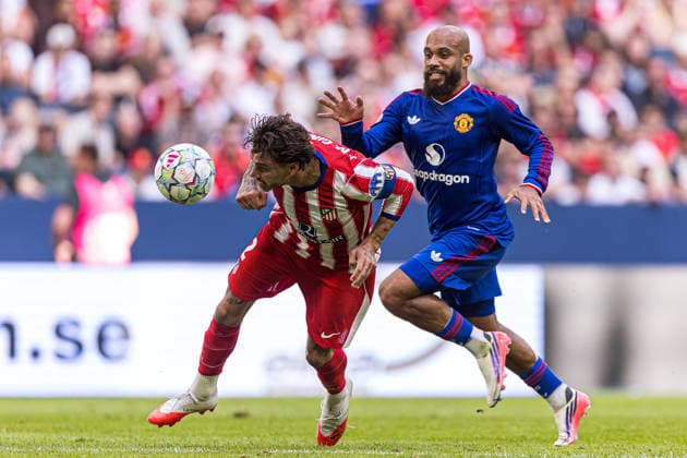 260801 JosÃ Maria GimÃ nez of Atletico de Madrid and Bryan Mbeumo of Manchester United, ManU during the Friendly match between Manchester United and Atletico Madrid on August 1, 2026 in Stockholm. Photo: Caisa Rasmussen BILDBYRAN COP 353 CR0060 fotboll football soccer fotball träningsmatch friendly match manchester united atletico madrid bbeng *** 260801 José María Giménez of Atlético de Madrid and Bryan Mbeumo of Manchester United during the friendly match between Manchester United and Atlético Madrid on August 1, 2026 in Stockholm. Photo by Caisa Rasmussen, BILDBYRAN COP 353 CR0060. soccer, football, training match, friendly match, Manchester United, Atlético Madrid, bbeng  Copyright: CAISAxRASMUSSEN BB260801CR024