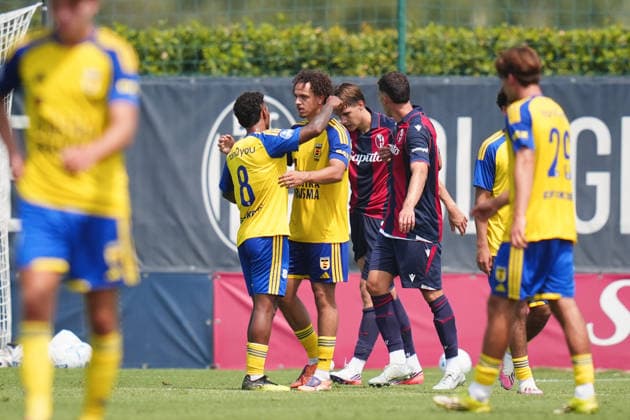 Cambuur s Vink celebrates after scoring the 2-1 goal for his team during the pre-season friendly match between Bologna FC and SC Cambuur at the Niccolo Galli Training Centre in Casteldebole, Bologna, Italy, Saturday, August 1, 2026.  Copyright: xMassimoxPaolone LaPressex