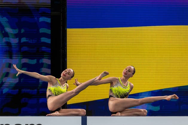 SWIMMING - EAC 2026 PARIS,FRANCE,01.AUG.26 - SWIMMING - European Aquatics Championships Paris 2026, artistic swimming, duet free. Image shows Maria and Uliana Hrynishyna (UKR).  GEPAxpictures xPhilippxBrem