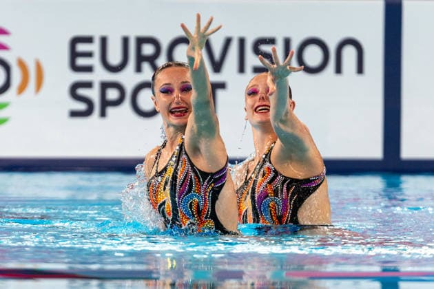SWIMMING - EAC 2026 PARIS,FRANCE,01.AUG.26 - SWIMMING - European Aquatics Championships Paris 2026, artistic swimming, duet free. Image shows Anna Sophia Aschenbacher and Ixchel Honer (SUI).  GEPAxpictures xPhilippxBrem