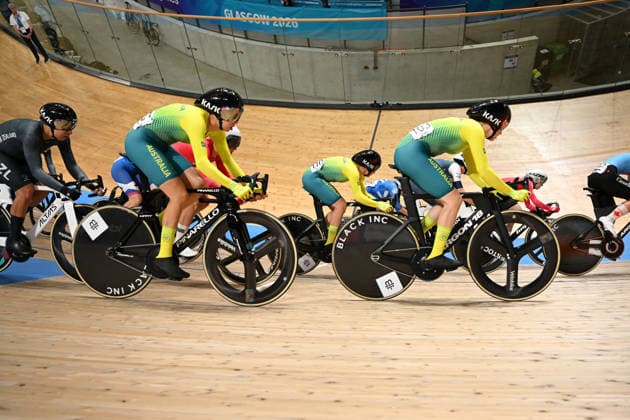 COM26 Track cycling, Rad, Radsport, Bahnrad, Bahn Georgia Baker, Alyssa Polites and Edwards of Australia compete during the Women s 25Km Points Race Final of the Glasgow 2026 Commonwealth Games at the Sir Chris Hoy Velodrome in Glasgow, Scotland, Saturday, August 1, 2026. ( NO ARCHIVING, EDITORIAL USE ONLY Glasgow United Kingdom  Copyright: xDEANxLEWINSx 20260802182546731985