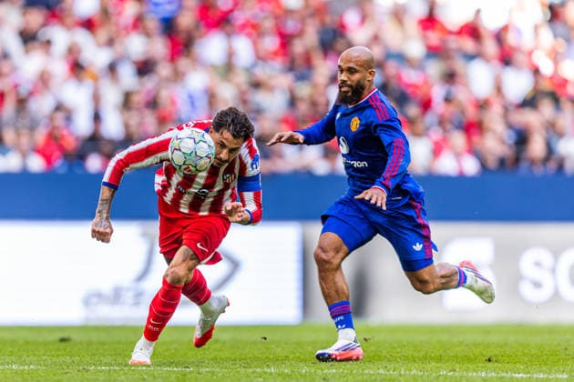 260801 osÃ Maria GimÃ nez of Atletico de Madrid and Bryan Mbeumo of Manchester United, ManU during the friendly football match between Manchester United and Atletico Madrid on August 1, 2026 in Stockholm. Photo: Caisa Rasmussen BILDBYRAN COP 353 CR0060 fotboll football soccer fotball träningsmatch friendly match manchester united atletico madrid bbeng *** August 1, 2026: María Giménez of Atlético de Madrid and Bryan Mbeumo of Manchester United during the friendly soccer match between Manchester United and Atlético Madrid on August 1, 2026 in Stockholm. Photo by Caisa Rasmussen, BILDBYRAN COP 353 CR0060. soccer, football, friendly match, Manchester United, Atlético Madrid, bbeng  Copyright: CAISAxRASMUSSEN BB260801CR043