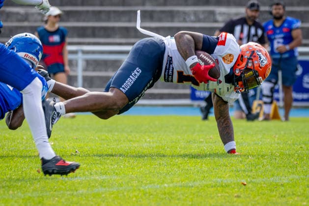 Anthony Harris Jr (ifm Razorbacks Ravensburg, 01 Wide Receiver) Allgäu Comets vs ifm Razorbacks Ravensburg, American Football, German Football League, Week 13, 2026, 01.08.2026, Kempten Illerstadion Bayern Germany Copyright: xPFA SebastianxJustx