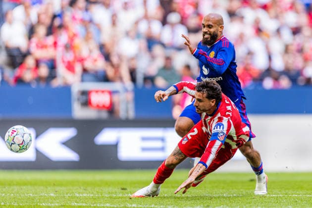 260801 osÃ Maria GimÃ nez of Atletico de Madrid and Bryan Mbeumo of Manchester United, ManU during the friendly football match between Manchester United and Atletico Madrid on August 1, 2026 in Stockholm. Photo: Caisa Rasmussen BILDBYRAN COP 353 CR0060 fotboll football soccer fotball träningsmatch friendly match manchester united atletico madrid bbeng *** August 1, 2026: María Giménez of Atlético de Madrid and Bryan Mbeumo of Manchester United during the friendly soccer match between Manchester United and Atlético Madrid on August 1, 2026 in Stockholm. Photo by Caisa Rasmussen, BILDBYRAN COP 353 CR0060. soccer, football, friendly match, Manchester United, Atlético Madrid, bbeng  Copyright: CAISAxRASMUSSEN BB260801CR046