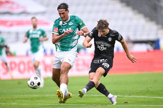 SOCCER - BL, Wattens vs Sturm INNSBRUCK,AUSTRIA,01.AUG.26 - SOCCER - ADMIRAL Bundesliga, WSG Tirol vs SK Sturm Graz. Image shows Marco Boras (Wattens) and Simon Seidl (Sturm).  GEPAxpictures xDanielxSchoenherr