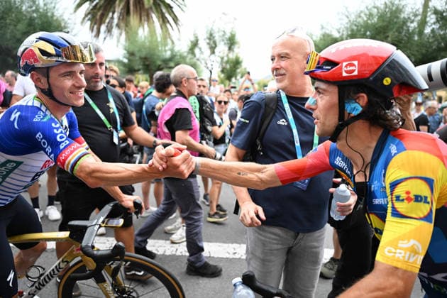 01-08-2026 Clasica San Sebastian; 2026, Red Bull - Bora Hansgrohe; 2026, Lidl - Trek; Evenepoel, Remco; Ciccone, Giulio; San Sebastian; 