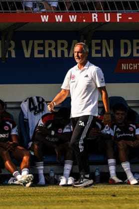 01.08.2026, xhettx, Fussball Testspiel, SV Waldhof Mannheim - Eintracht Frankfurt v.l. Gasttrainer Ali Hütter (DFL DFB REGULATIONS PROHIBIT ANY USE OF PHOTOGRAPHS as IMAGE SEQUENCES and or QUASI-VIDEO) *** August 1, 2026, xhettx, Soccer Friendly Match, SV Waldhof Mannheim vs. Eintracht Frankfurt, Guest Coach Ali Hütter. DFL and DFB regulations prohibit any use of photographs as image sequences and or quasi-video.