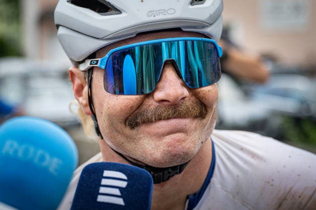Finnish Formula 1 driver Valtteri Bottas answers questions from reporters at a World Cycling Series race in the gravel discipline, Hlinsko, Chrudim district, Pardubice Region, August 1st, 2026. (CTKxPhoto DavidxTanecek) CTKPhotoP2026080103731  CTKPhotoP2026080103731