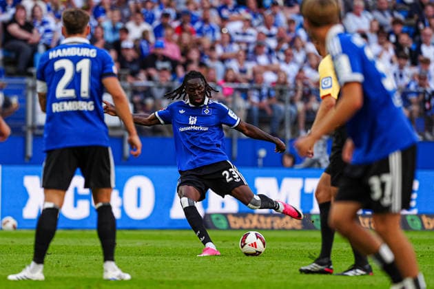 Torschuss Torchance Jordan Torunarigha (Hamburgr SV, 23) GER, Hamburger SV vs. FC Everton, Fußball, Testspiel, Saison 2026 2027, 01.08.2026 GER, Hamburger SV vs. FC Everton, Fußball, Testspiel, Saison 2026 2027, 01.08.2026 Hamburg *** Shot on goal, scoring chance, Jordan Torunarigha, Hamburger SV, 23 GER, Hamburger SV vs. Everton FC, soccer, friendly match, 2026–2027 season, August 1, 2026, Germany, Hamburger SV vs. Everton FC, soccer, friendly match, 2026–2027 season, August 1, 2026, Hamburg Copyright: xEibner-Pressefoto MarcelxvonxFehrnx EP_MFN