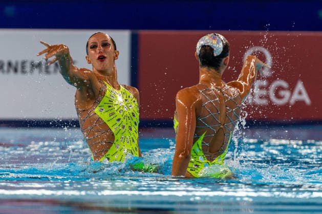 SWIMMING - EAC 2026 PARIS,FRANCE,01.AUG.26 - SWIMMING - European Aquatics Championships Paris 2026, artistic swimming, duet free. Image shows Enrica Piccoli and Sarah Maria Rizea (ITA).  GEPAxpictures xPhilippxBrem