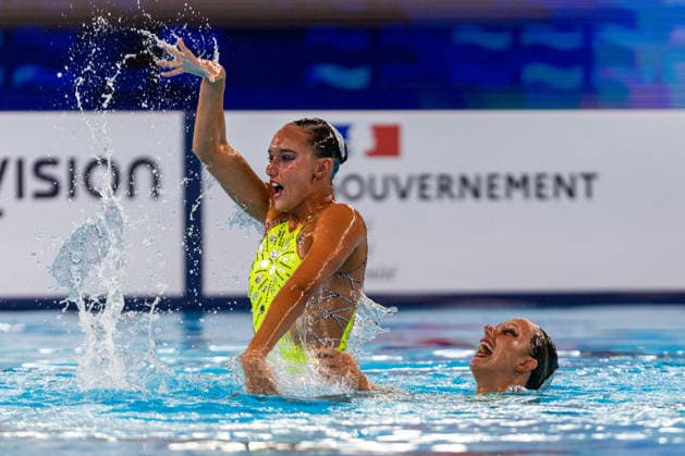 SWIMMING - EAC 2026 PARIS,FRANCE,01.AUG.26 - SWIMMING - European Aquatics Championships Paris 2026, artistic swimming, duet free. Image shows Enrica Piccoli and Sarah Maria Rizea (ITA).  GEPAxpictures xPhilippxBrem