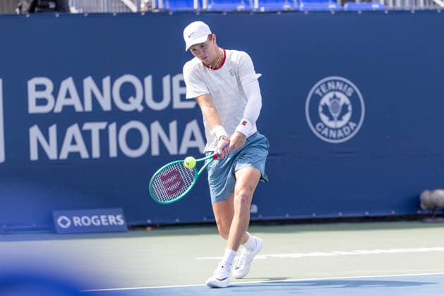 August 1, 2026, Montreal, Quebec, Canada: MARTIN DAMM from USA back hand in is match against Henrique Rocha from Portugal in qualifying round at Canadian Open at IGA stadium in Montreal, Quebec, Canada on 2026-08-01 Montreal Canada - ZUMAl189 20260801_zsp_l189_001 Copyright: xYannickxLegarex