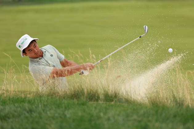 Rocket Classic DETROIT, MICHIGAN - AUGUST 1: Zecheng Dou of People™s Republic of China hits out of the bunker toward the fourth green during the third round of the Rocket Classic 2026 at the Detroit Country Club in Detroit, Michigan, MI, USA Saturday, August 1, 2026. Detroit Michigan United States  Copyright: xJorgexLemusx originalFilename:lemus-rocketcl260801_npt0t.jpg