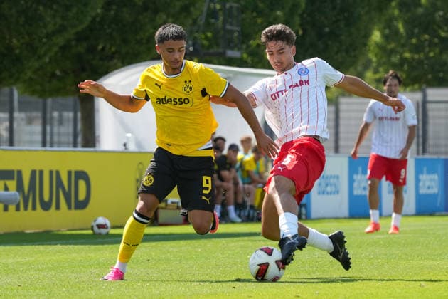 Samstag, 01.08.2026 Saison 2026 2027 1. Runde DFB Pokal der Junioren im BVB Fußballpark Hohenbuschei, Dortmund, Germany. BV Borussia Dortmund U19 - Holstein Kiel U19. Ahmad Najdi (BVB) *** Saturday, August 1, 2026 2026–2027 Season 1st Round of the DFB Junior Cup at BVB Fußballpark Hohenbuschei, Dortmund, Germany BV Borussia Dortmund U19 Holstein Kiel U19 Ahmad Najdi BVB