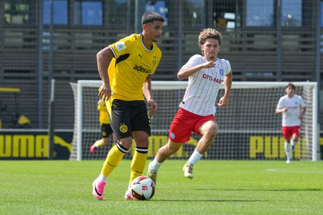 Samstag, 01.08.2026 Saison 2026 2027 1. Runde DFB Pokal der Junioren im BVB Fußballpark Hohenbuschei, Dortmund, Germany. BV Borussia Dortmund U19 - Holstein Kiel U19. Ahmad Najdi (BVB) *** Saturday, August 1, 2026 2026–2027 Season 1st Round of the DFB Junior Cup at BVB Fußballpark Hohenbuschei, Dortmund, Germany BV Borussia Dortmund U19 Holstein Kiel U19 Ahmad Najdi BVB