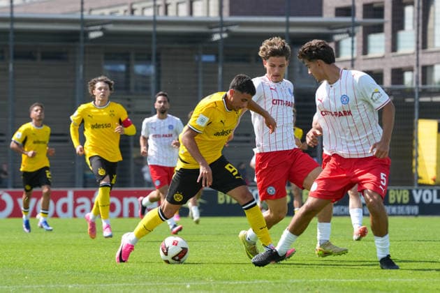 Samstag, 01.08.2026 Saison 2026 2027 1. Runde DFB Pokal der Junioren im BVB Fußballpark Hohenbuschei, Dortmund, Germany. BV Borussia Dortmund U19 - Holstein Kiel U19. Ahmad Najdi (BVB) *** Saturday, August 1, 2026 2026–2027 Season 1st Round of the DFB Junior Cup at BVB Fußballpark Hohenbuschei, Dortmund, Germany BV Borussia Dortmund U19 Holstein Kiel U19 Ahmad Najdi BVB