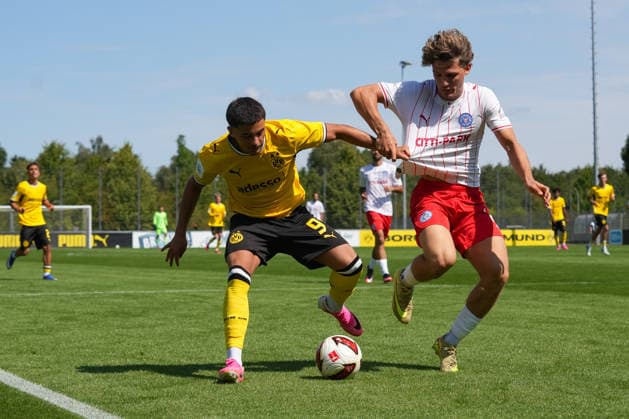 Samstag, 01.08.2026 Saison 2026 2027 1. Runde DFB Pokal der Junioren im BVB Fußballpark Hohenbuschei, Dortmund, Germany. BV Borussia Dortmund U19 - Holstein Kiel U19. Ahmad Najdi (BVB) *** Saturday, August 1, 2026 2026–2027 Season 1st Round of the DFB Junior Cup at BVB Fußballpark Hohenbuschei, Dortmund, Germany BV Borussia Dortmund U19 Holstein Kiel U19 Ahmad Najdi BVB