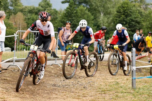 01.08.2026, Monteceneri, Monte Ceneri, 2026 UEC MTB European Championship, EM, Europameisterschaft XCO Men U23 s Final (cross country olympic) Nicolas Halter 5 (SUI), Alix Andre Gallis 9 (FRA) and NaÃ«l Rouffiac 7 (FRA) Monteceneri Monte Ceneri Ticino Switzerland *** August 1, 2026, Monteceneri, Monte Ceneri, 2026 UEC MTB European Championship XCO Men’s U23 Final, Cross Country Olympic: Nicolas Halter (5, SUI), Alix Andre Gallis (9, FRA), and Naël Rouffiac (7, FRA) – Monteceneri, Monte Ceneri, Ticino, Switzerland Copyright: xJustPictures.ch FrancescoxMinghettix jp-en-FrMi-_NG_0006