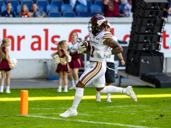 Touchdown 11 Jonathan Scott (Halfback) Rhein Fire Rhein Fire vs Alpine Rams, American Football, American Football League Europe, Week 11, 2026, 01.08.2026, Duisburg Schauinsland-Reisen-Arena Germany Copyright: xPFA ChristopherxMettkenx