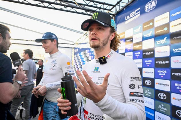 Swedish driver Oliver Solberg of the Toyota Gazoo after the special stages of Saturday at the WRC, Motorsport Rallye, WM Rally Finland in Jyväskylä, Finland on August 1, 2026. - RONI REKOMAA Jyväskylä Finland 9HexGYFh3B0  Copyright: xRonixRekomaax 9HexGYFh3B0
