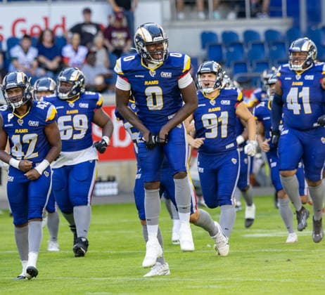0 Kevin Fortes (Strong Safety) Alpine Rams walk in the stadium Rhein Fire vs Alpine Rams, American Football, American Football League Europe, Week 11, 2026, 01.08.2026, Duisburg Schauinsland-Reisen-Arena Germany Copyright: xPFA ChristopherxMettkenx