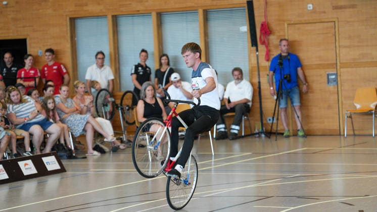 Jonas Beiter während seiner Kür, RV Trillfingen, Deutschland, Weltcup, Kunstrad, 01.08.2026 Weltcup, Kunstrad, 01.08.2026 Foto: Eibner-Pressefoto Pascal Sattler *** Jonas Beiter during his freestyle routine, RV Trillfingen, Germany, World Cup, artistic cycling, August 1, 2026 World Cup, artistic cycling, August 1, 2026 Photo: Eibner Press Photo by Pascal Sattler Copyright: xEibner-Pressefotox EP_PSR