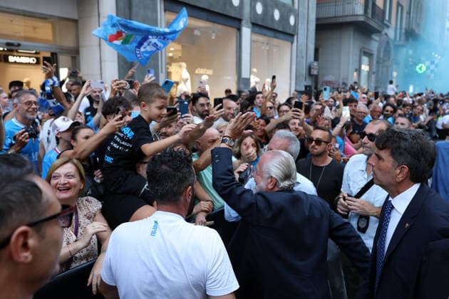 Aurelio De Laurentiis alla Festa per il Centenario del Napoli - Napoli, Italia, 1 Agosto 2026 (Foto Alessandro Garofalo LaPresse) Aurelio De Laurentiis, Celebration for the Centenary of Napoli Naples, Italy, of August 1, 2026  Copyright: xAlessandroxGarofalo xLaPressex