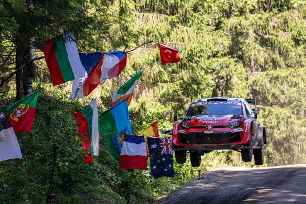 MOTORSPORTS - Rally - 2026 WRC, Motorsport Rallye, WM Rally Finland Photo by IPA ABACAPRESS.COM87163563 - Sami Pajari (FIN) and Marko Salminen (FIN) in a Toyota GR Yaris Rally1 from Toyota Gazoo Racing WRT2 in action during the FIA WRC SECTO RALLY FINLAND in Jyväskylä, Finland, July 30–August 2, 2026. Finland Finland  Copyright: xIPAxSport ABACAx