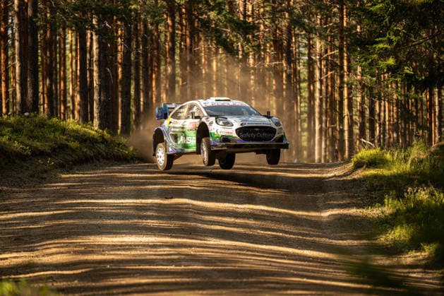 IPA87163968 - Jon Armstrong (IRL) and Shane Byrne (IRL) in an M Ford World Rally Team Ford Puma Rally1 in action during the FIA WRC, Motorsport Rallye, WM SECTO RALLY FINLAND in Jyväskylä, Finland, July 30–August 2, 2026.  Copyright: xFedericoxManoni IPAxSportx xx 87163968