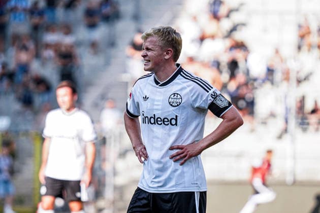 Deutschland: Fussball 2026 2027 , Testspiel , Freundschaftsspiel - SV Waldhof Mannheim vs. SG Einracht Frankfurt - Carl-Benz-Stadion (Mannheim) : Jonathan Burkardt (Eintracht Frankfurt, 9) Mimik, Gesichtsausdruck, Emotion Mannheim Carl-Benz-Stadion Deutschland *** Germany Soccer 2026 2027, Exhibition Match, Friendly Match SV Waldhof Mannheim vs. SG Eintracht Frankfurt, Carl Benz Stadium, Mannheim, Jonathan Burkardt, Eintracht Frankfurt, 9 Facial Expressions, Emotions, Mannheim, Carl Benz Stadium, Germany Copyright: xBennetxLongx