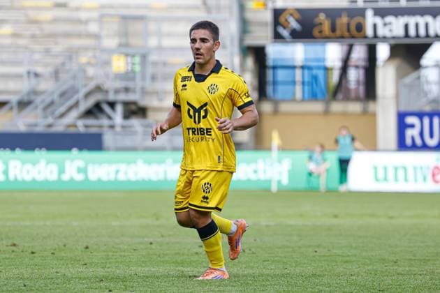 KERKRADE , 01-08-2026 ,Parkstad Limburg Stadium , 2026 2027 , Dutch Keuken Kampioen Divisie football , Pre-season friendly match between Roda JC and Alemannia Aachen , pictures shows Roda JC player Josh Nisbet Roda JC - Alemannia Aachen  x205379697x Copyright: