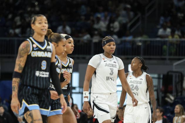 CHICAGO, USA - August 1: NaLyssa Smith (3 Las Vegas Aces) is seen during the game between the Chicago Sky and Las Vegas Aces at the United Center on Saturday, August 1 in Chicago, USA  Copyright: xShainaxBenhiyoun SPPx Sportspressphoto_SPR199005