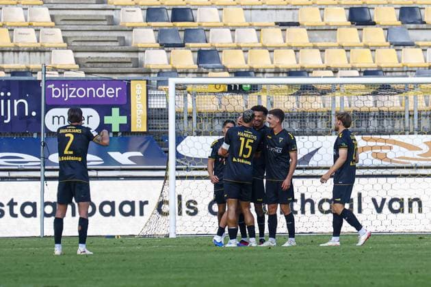 KERKRADE , 01-08-2026 ,Parkstad Limburg Stadium , 2026 2027 , Dutch Keuken Kampioen Divisie football , Pre-season friendly match between Roda JC and Alemannia Aachen , pictures shows Alemannia Aachen player Mika Hanraths Roda JC - Alemannia Aachen  x205380763x Copyright: