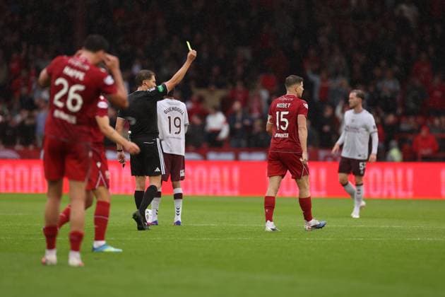Aberdeen s Kevin Nisbett booked Aberdeen v Heart of Midlothian, William Hill Scottish Premiership, Football, Pittodrie, Aberdeen, Scotland, UK - 01 Aug 2026Aberdeen Pittodrie Scotland United Kingdom  Copyright: xRussellxCheyne Shutterstockx 17024383ch