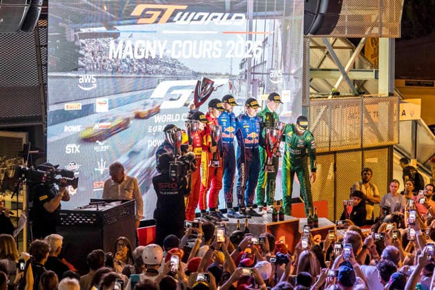 AUTO - GT WORLD CHALLENGE EUROPE ENDURANCE CUP - MAGNY-COURS 2026 03 JUNCADELLA Dani, GOUNON Jules, Mercedes - AMG Team Verstappen Racing,Mercedes-AMG GT3 EVO, 50 Thomas Neubauer, Arthur LECLERC, AF Corse, Ferrari 296 GT3 EVOPRO, 48 Lucas Auer, Maro ENGEL, Courses Winward, Mercedes-AMG GT3 EVOPRO, portrait, podium, during the 6th round of the GT World Challenge Europe 2026, from July 31 to August 2, 2026 on the Circuit de Nevers Magny-Cours, in Magny-Cours, France -  Copyright: xGREGORYxLENORMANDx