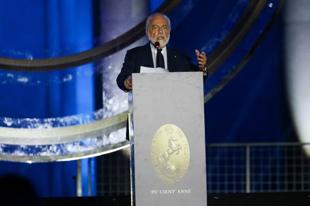 Aurelio De Laurentiis in Piazza Plebiscito per la Festa del Centenario del Napoli - Napoli, Italia, 1 Agosto 2026 (Foto Alessandro Garofalo LaPresse) Aurelio De Laurentiis in Piazza Plebiscito for the Celebration for the Centenary of Napoli Naples, Italy, of August 1, 2026  Copyright: xAlessandroxGarofalo xLaPressex