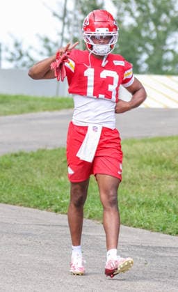 AUGUST 1, 2026: Kansas City Chiefs wide receiver Cyrus Allen reacts to fans at Chiefs training camp in St. Joseph, MO. CSM St. Joseph United States - ZUMAc04_ 20260801_zma_c04_038 Copyright: xRomanxPunox