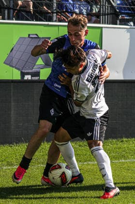 01.08.2026, xhettx, Fussball Testspiel, SV Waldhof Mannheim - Eintracht Frankfurt v.l. Arlind Rexhepi (SV Waldhof Mannheim, 33) im Zweikampf mit Keita Kosugi (SG Eintracht Frankfurt, 26) (DFL DFB REGULATIONS PROHIBIT ANY USE OF PHOTOGRAPHS as IMAGE SEQUENCES and or QUASI-VIDEO) Mannheim *** August 1, 2026, xhettx, Soccer Friendly Match, SV Waldhof Mannheim vs. Eintracht Frankfurt, Arlind Rexhepi (SV Waldhof Mannheim), 33 in a tackle with Keita Kosugi, SG Eintracht Frankfurt, 26. DFL and DFB regulations prohibit any use of photographs as image sequences and or quasi-video. Mannheim