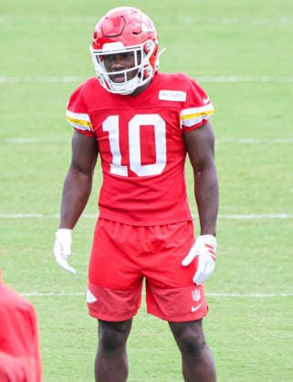 AUGUST 1, 2026: Kansas City Chiefs running back Emmett Johnson reacts during practice at Chiefs training camp in St. Joseph, MO. CSM St. Joseph United States - ZUMAc04_ 20260801_zma_c04_063 Copyright: xRomanxPunox