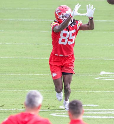 AUGUST 1, 2026: Kansas City Chiefs wide receiver Andrew Armstrong receives a pass during practice at Chiefs training camp in St. Joseph, MO. CSM St. Joseph United States - ZUMAc04_ 20260801_zma_c04_067 Copyright: xRomanxPunox