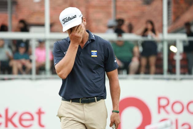 Rocket Classic DETROIT, MICHIGAN - AUGUST 1: Michael Brennan of the United States reacts to his putt on the 18th green during the third round of the Rocket Classic 2026 at the Detroit Country Club in Detroit, Michigan, MI, USA Saturday, August 1, 2026. Detroit Michigan United States  Copyright: xJorgexLemusx originalFilename:lemus-rocketcl260801_npe4B.jpg