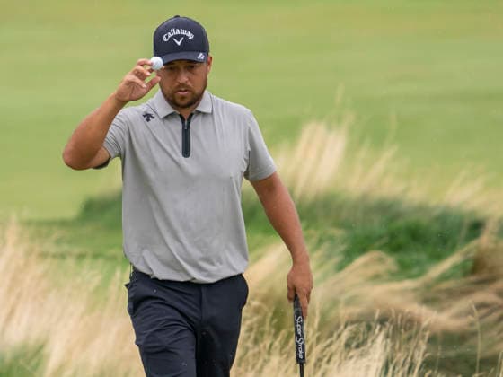 DETROIT, MI - AUGUST 01: Xander Schauffele (USA) reacts after putting the ball during the third round of the Rocket Classic at Detroit Golf Club on August 01, 2026, in Detroit, Michigan. (Photo by Joseph Weiser Icon Sportswire) GOLF: AUG 01 PGA, Golf Herren Rocket Classic EDITORIAL USE ONLY Icon2608010763