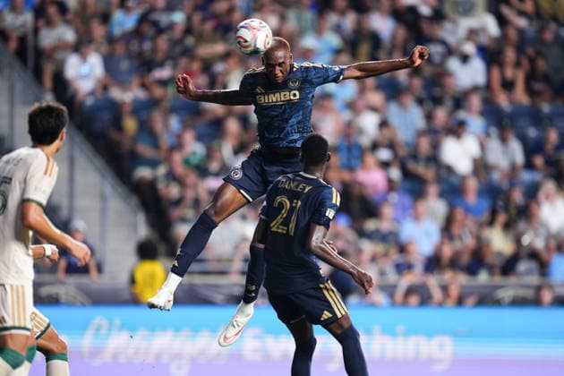 August 01, 2026: Philadelphia Union Defender Neil Pierre (44) heads the ball during the first half of an MLS, Fussball Herren, USA match against Atlanta United at Subaru Park in Chester, Pennsylvania. CSM Chester United States of America - ZUMAc04_ 20260801_zma_c04_148 Copyright: xKylexRoddenx